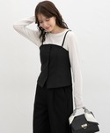 ブラウス シャツ フロント釦ビスチェ レディースの詳細画像3