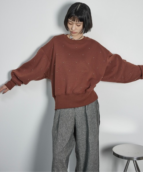 「THE YOn」 スウェットカットソー FREE チャコールグレー レディース_画像3