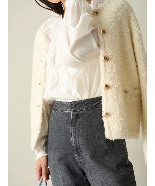 CELFORD(セルフォード) ノーカラージャケット ONE SIZE ホワイト CELFORD(セルフォード) ノーカラージャケット ONE SIZE ホワイト
