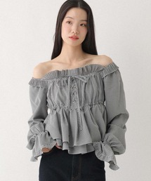 Heather（ヘザー） ブラウス シャツ レースアップオフショルブラウス 