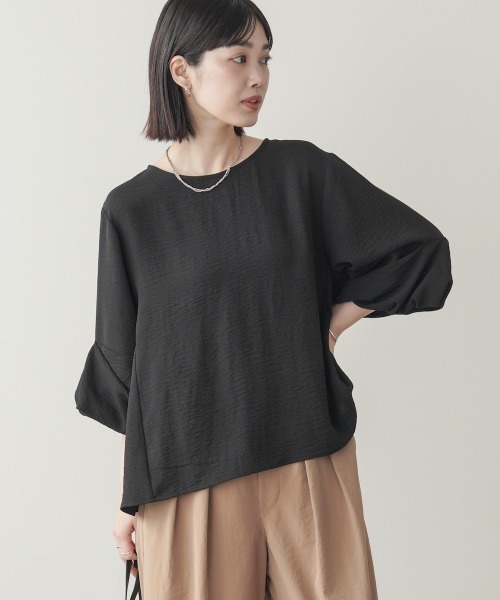 ブラウス シャツ 「接触冷感／UVカット」麻ライクタックスリーブブラウス レディースの画像