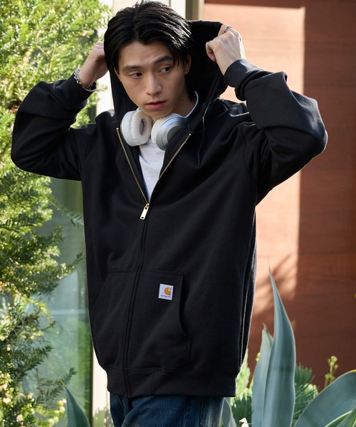 00s Carharttジップパーカー　ブラック Carhartt（カーハート） ジップアップパーカー S ブラック メンズ