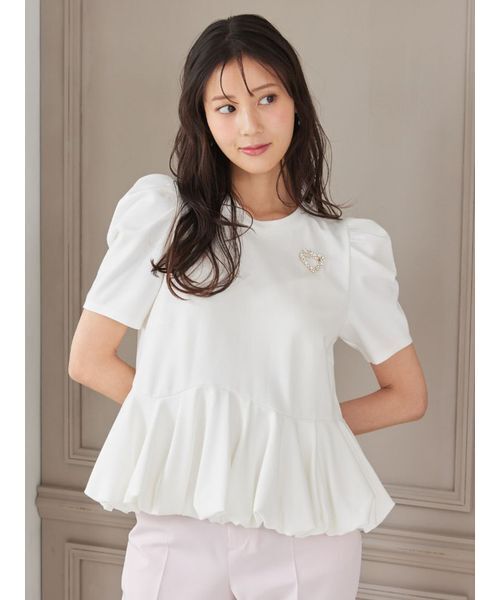 tシャツ 「洗える」「WEB・一部店舗限定カラー」バルーンヘムアシンメトリーポンチトップス レディースの画像
