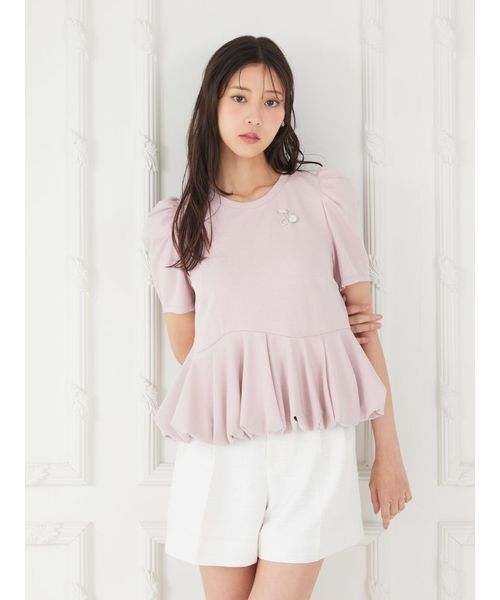 tシャツ 「洗える」「WEB・一部店舗限定カラー」バルーンヘムアシンメトリーポンチトップス レディースの画像