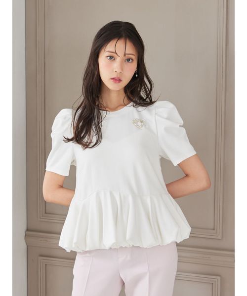 tシャツ 「洗える」「WEB・一部店舗限定カラー」バルーンヘムアシンメトリーポンチトップス レディースの画像