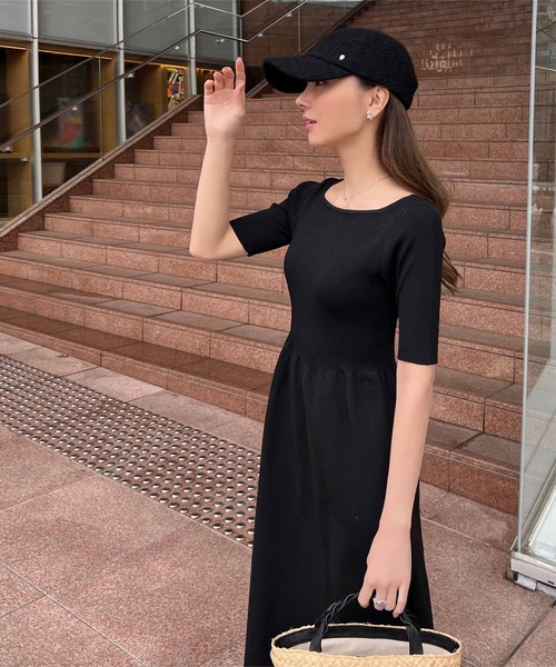 「KOBE LETTUCE」 ニットワンピース S1 ネイビー レディース_画像7