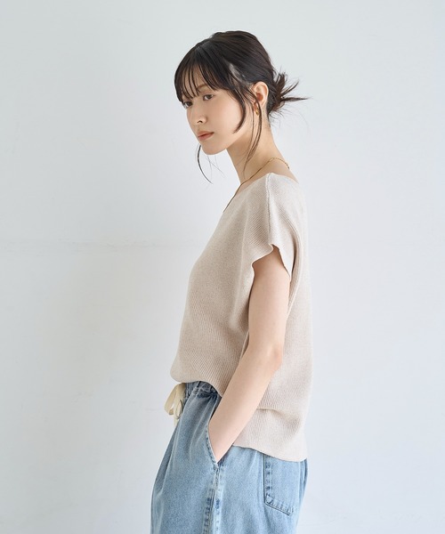 meilmada ニット セーター ボートネックミックスニット レディース