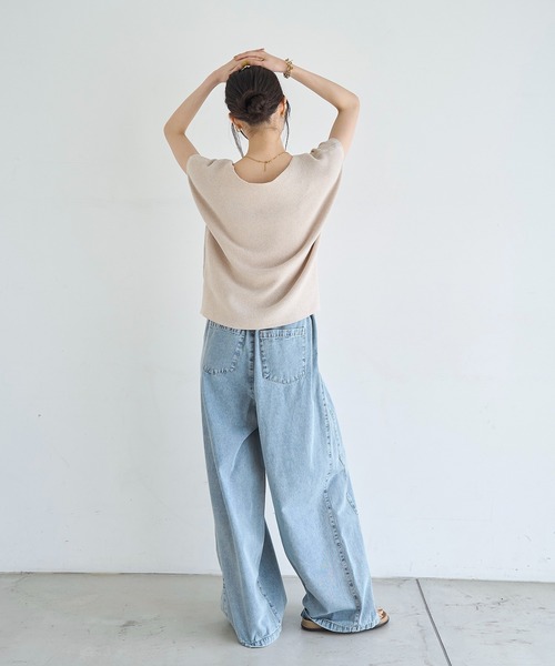 meilmada ニット セーター ボートネックミックスニット レディース