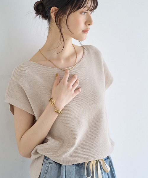 meilmada ニット セーター ボートネックミックスニット レディース