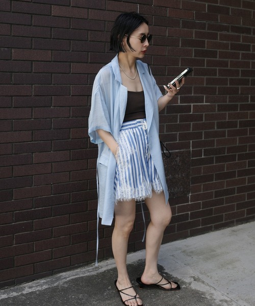 Ameri（アメリ） パンツ MEDI LACE DOCKING PATTERN SHORTS レディース