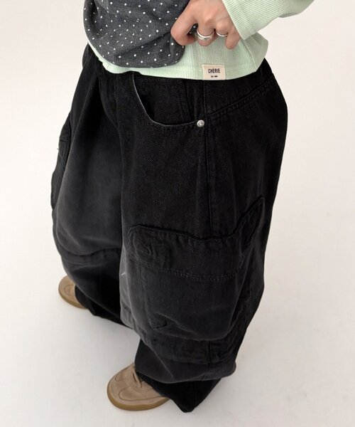 「w closet」 カーゴパンツ SMALL ブラック レディース_画像2