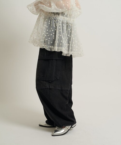 「w closet」 カーゴパンツ SMALL ブラック レディース_画像4