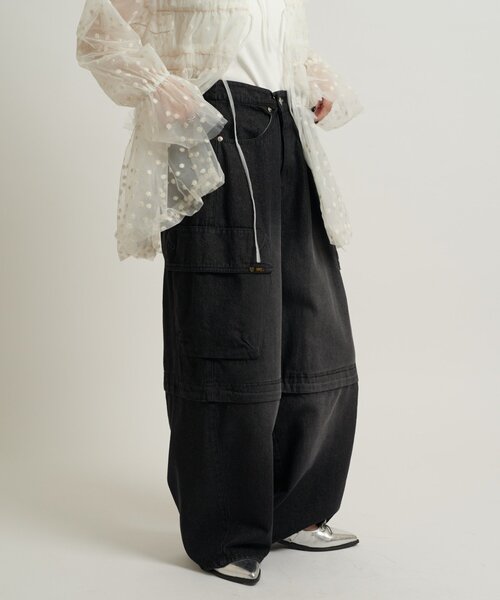 「w closet」 カーゴパンツ SMALL ブラック レディース_画像6