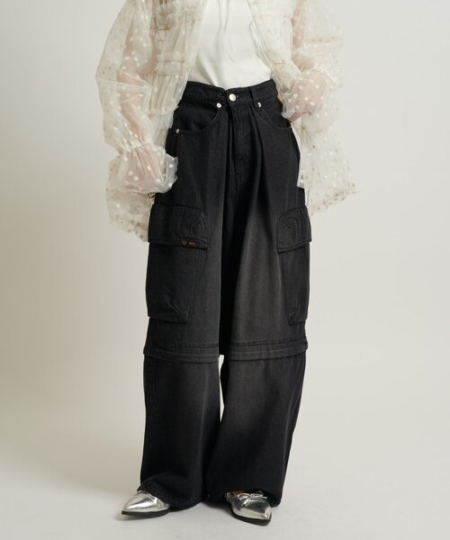「w closet」 カーゴパンツ SMALL ブラック レディース_画像7