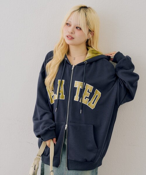 ANOTHER BRANCH OLIVE des OLIVE パーカー 裏起毛配色ロゴZIPパーカー