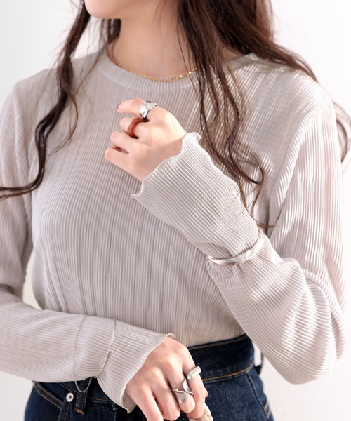 tシャツ 袖口まで上品かわいく。ラウンドネック袖メローブラウス(長袖) レディース | classicalelf | 25