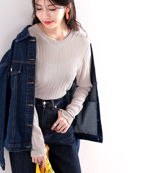 tシャツ 袖口まで上品かわいく。ラウンドネック袖メローブラウス(長袖) レディース | classicalelf | 24