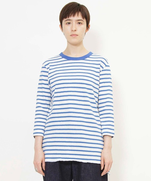tシャツ コットンリネンボーダーTシャツ レディース