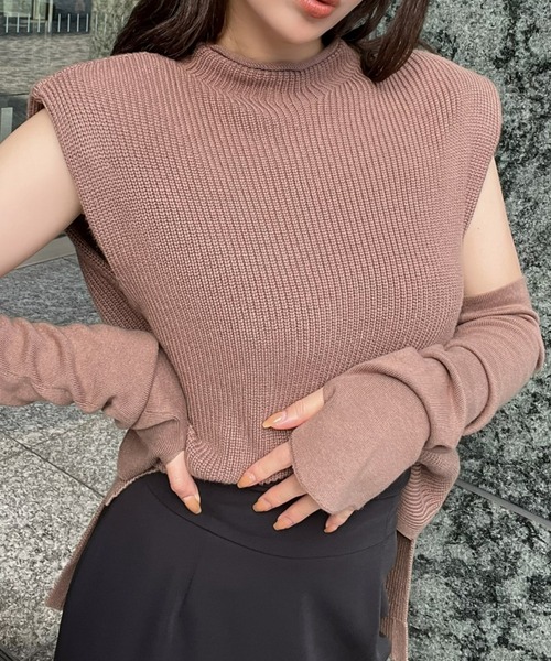エイミーイストワール eimy istoire アームウォーマーセットニットトップス （BROWN） エイミーイストワール eimy istoire アームウォーマーセット