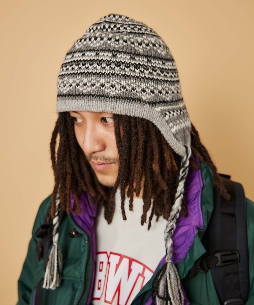 帽子 aclent Ear flap knit cap ニット帽 ニットキャップ ARTESANIA 「アルテサニア」- NORDIC EAR