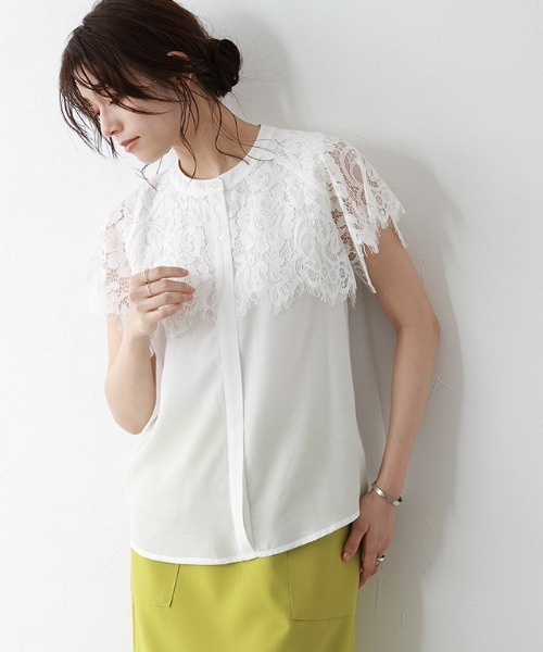 レース　ブラウス 45Rインドカディのリボンレースブラウス: WOMEN｜45R