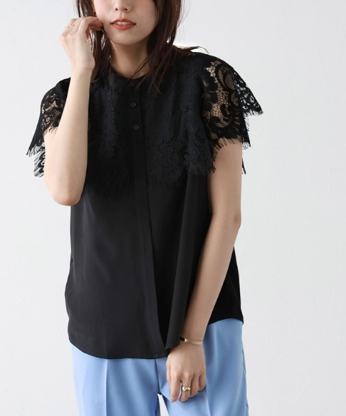 レース　ブラウス 45Rインドカディのリボンレースブラウス: WOMEN｜45R