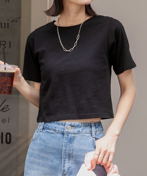 ad thie（アドティエ） tシャツ シンプル無地 ボーダー ショート丈ミニ