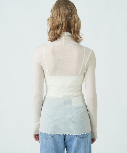 MACPHEE tシャツ テクノリブ タートルネックプルオーバー レディース