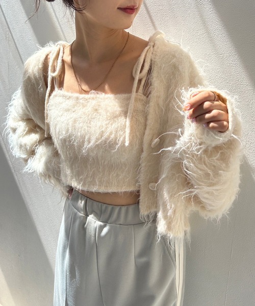 nice claup マシュマロ女子肩リボンニットビスチェ 、カーディガン one after another NICE CLAUP カーディガン マシュマロ女子