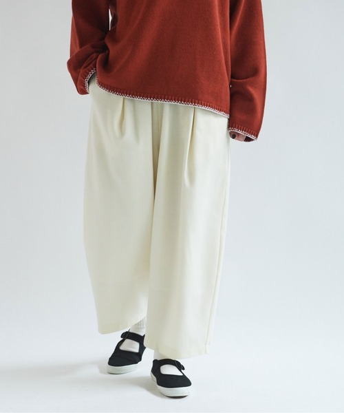 yuni パンツ スラックス ウォッシャブルウール ゴムタックパンツ