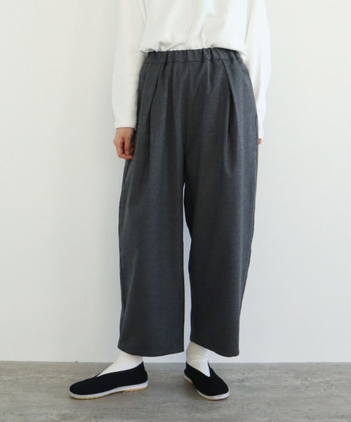 yuni パンツ スラックス ウォッシャブルウール ゴムタックパンツ