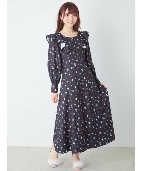 Ank Rouge ワンピース フラワーBACKスピンドルワンピース