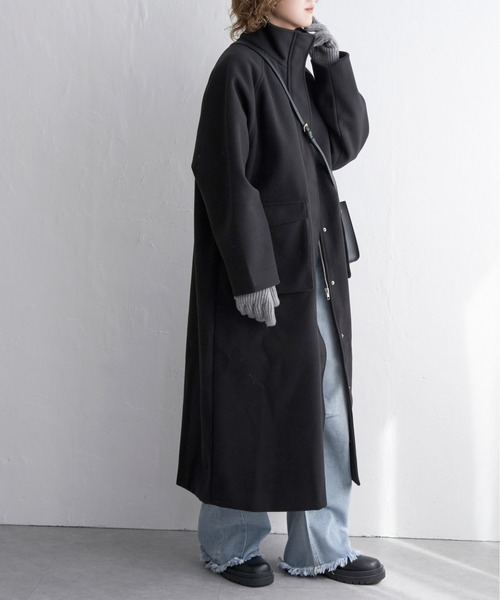 notch. コート アウター ウールライクスタンドジップコート レディース