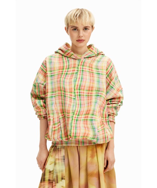 トレーナー スウェット 「Desigual×Collina Strada」 パステルチェック フーディースウェット レディース Desigual トレーナー スウェット 「Desigual×Collina Strada