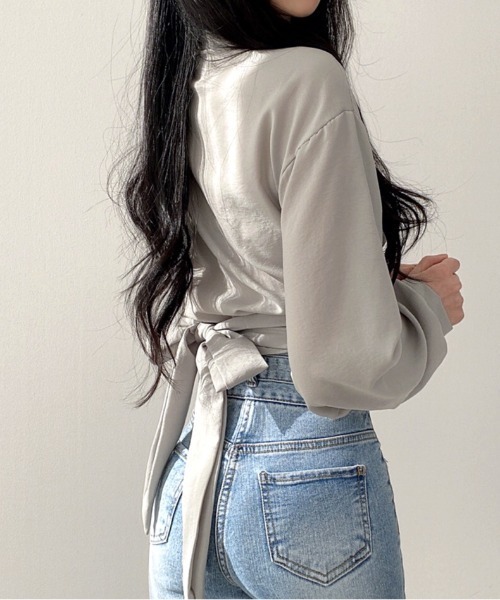 ブラウス シャツ カシュクールバックリボンシャツ レディース ブラウス シャツ カシュクールバックリボンシャツ レディース