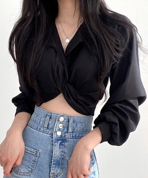 ブラウス シャツ カシュクールバックリボンシャツ レディース ブラウス シャツ カシュクールバックリボンシャツ レディース
