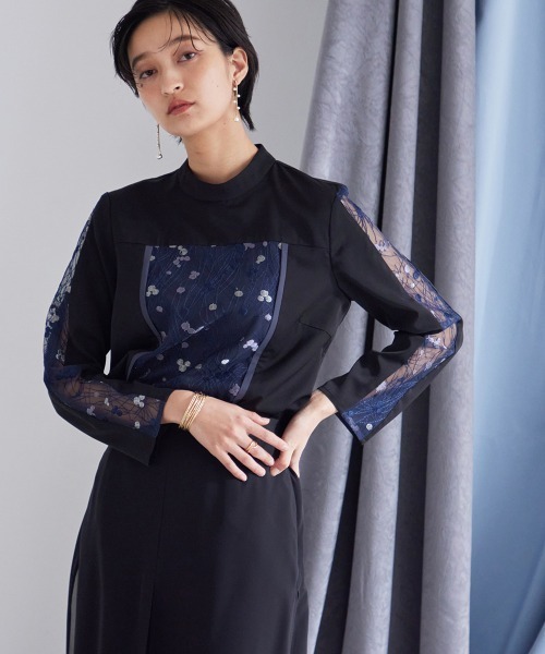 美品✨カラルス　パーティードレス　ネイビー　長袖　オケージョン　お呼ばれ　結婚式 Callarus ドレス 「Callarus」「結婚式・お呼ばれ・パーティー