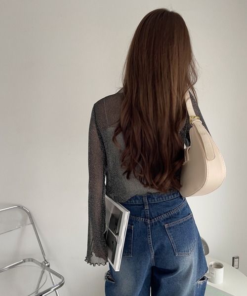 YANUK　シアークロップドトップ ロングフレアスリーブ、ハイネック　未使用品 まとめて最大10％OFF！25日20時～28日10時 シアートップス