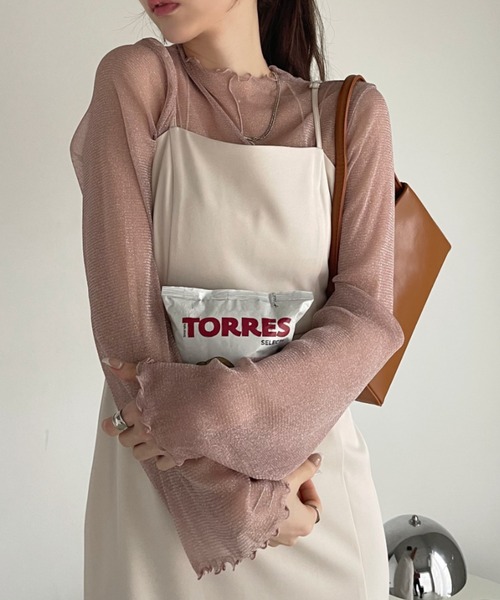 専用　2点おまとめ⭐️新品　ラメシアーラッフルスリーブトップス/ベージュ 楽天市場】ラメ シアー パフスリーブ トップス シアートップス