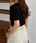 tシャツ 半袖 カットアウトリブトップス レディースの詳細画像3