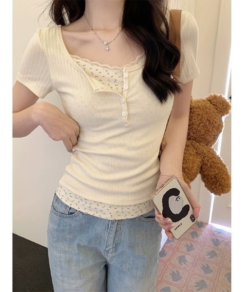tシャツ レイヤード風カットソー レディース ALMO tシャツ レイヤード風カットソー(BQ) レディース