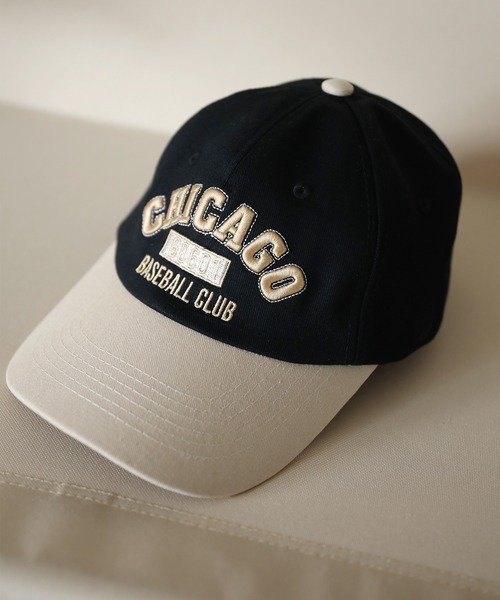 clubhouse JONES 刺繍キャップ 黒 キャップ 帽子 HOOK -original- CHICAGOバイカラーアメカジ刺繍