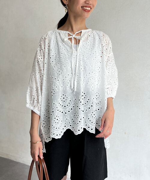 ブラウス シャツ カットワークレース シャツ レディース le.coeur blanc シャツ ブラウス カットワークレースシャツ
