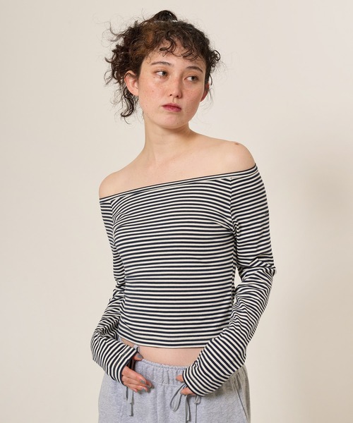 TINA：JOJUN（ティーナジョジュン） tシャツ ボートネック ボーダー