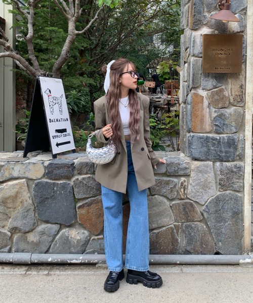 moaさん専用 まとめ買い(チェックポロシャツ＆ストレートデニムパンツ) INTER FACTORY（インターファクトリー） ジーンズ デニム デニムパンツ