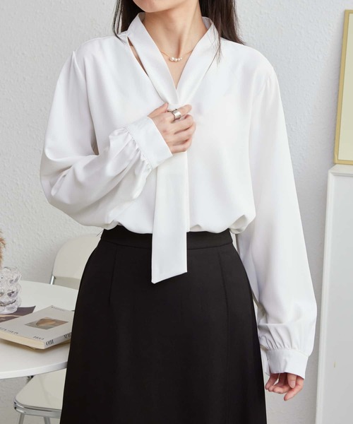 MAISON DE THERESE ブラウス シャツ Vネック長袖ブラウス