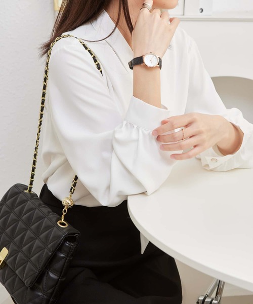 MAISON DE THERESE ブラウス シャツ Vネック長袖ブラウス