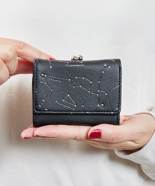 Sunny Side 財布 SUNNY SIDE：夜空のがま口 がま口三つ折財布