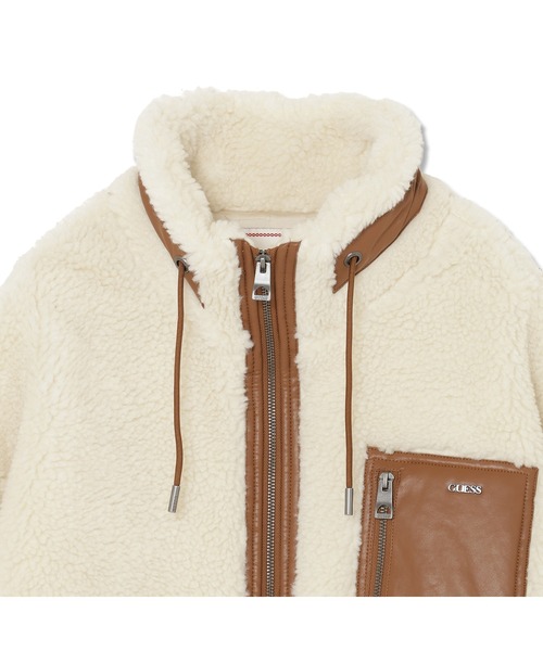 GUESS（ゲス） コート ジャケット FAUX Sherpa Guess Zip Poket Jacket