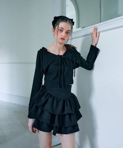 リボン＆フラワー柄ボレロキャミアンサンブルトップス レディース Lovilyn リボン＆フラワー柄ボレロキャミアンサンブルトップス